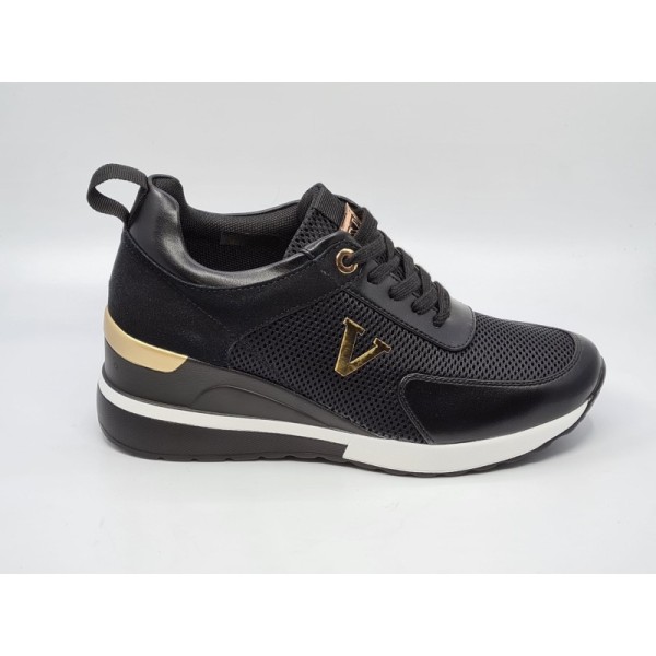 Czarne sneakersy, półbuty sportowe damskie na koturnie Vinceza 10590 - 1
