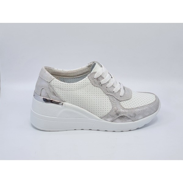 Białe sneakersy, adidasy damskie na koturnie S.Barski 92105 - 1
