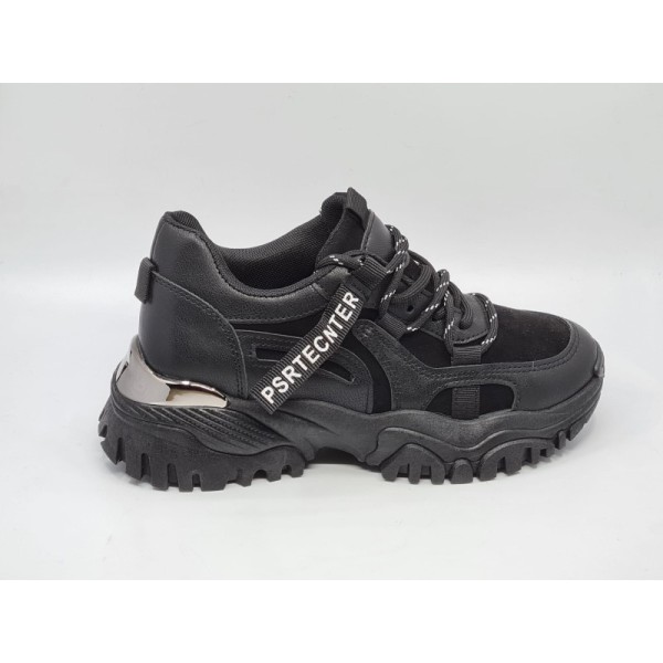Czarne sportowe sneakersy, półbuty damskie na koturnie SeaStar BL263 - 1