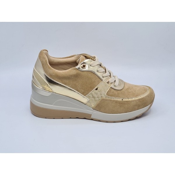 Beżowe półbuty, sneakersy damskie na koturnie Vinceza 10649 - 1