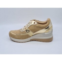 Beżowe półbuty, sneakersy damskie na koturnie Vinceza 10649 - 3